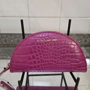 Elizabeth and James Magenta Croc-Embossed Half-Moon Card Holder